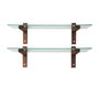 Hanah Home R200 Estantería de pared de cristal templado y madera de pino, Nogal